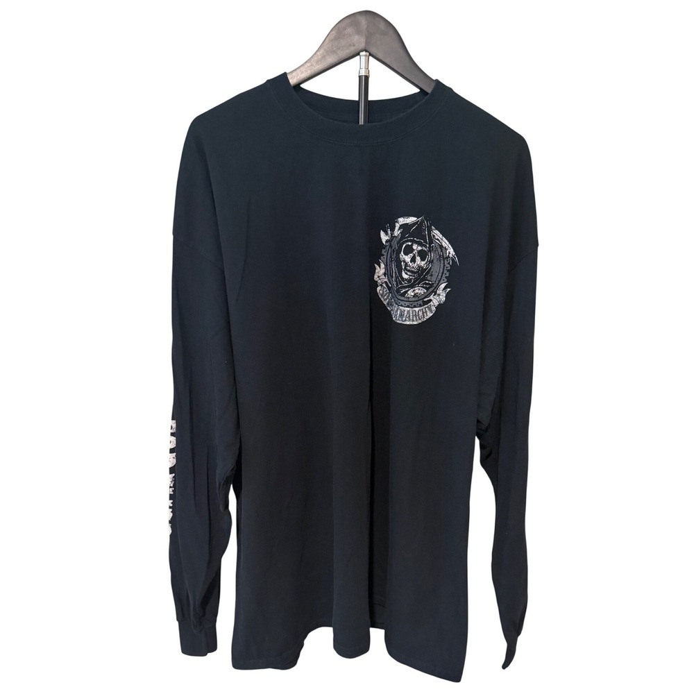 Sons of Anarchy SAMCRO Long Sleeve Graphic T-Shirt Black Mens XL Reaper Logo